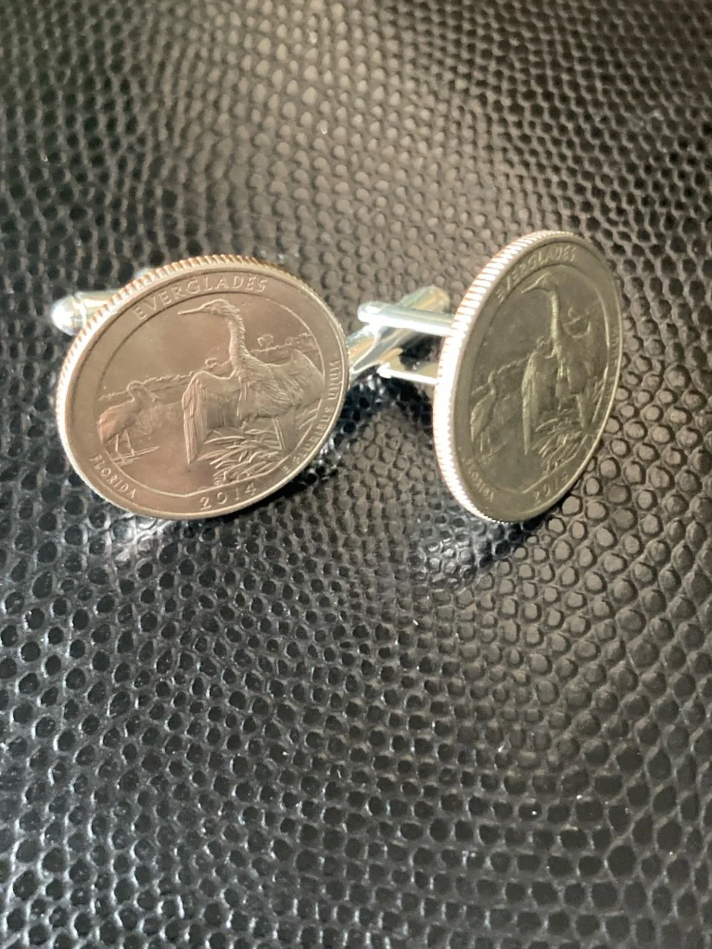 2014 Everglades National Park Quarter Cufflinks Florida Bird Coin Handmade Men’s